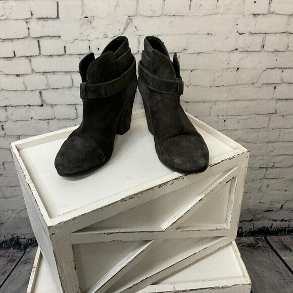 Rag & Bone Women Charcoal Leather Ankle Bootie Made Italy Size 38.5 US 8.5 Rck - Picture 6 of 12